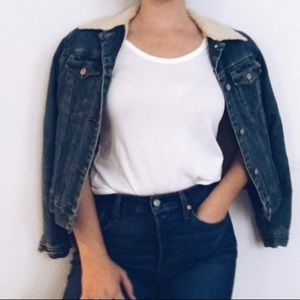 Vintage Denim Jacket with Shearling lining